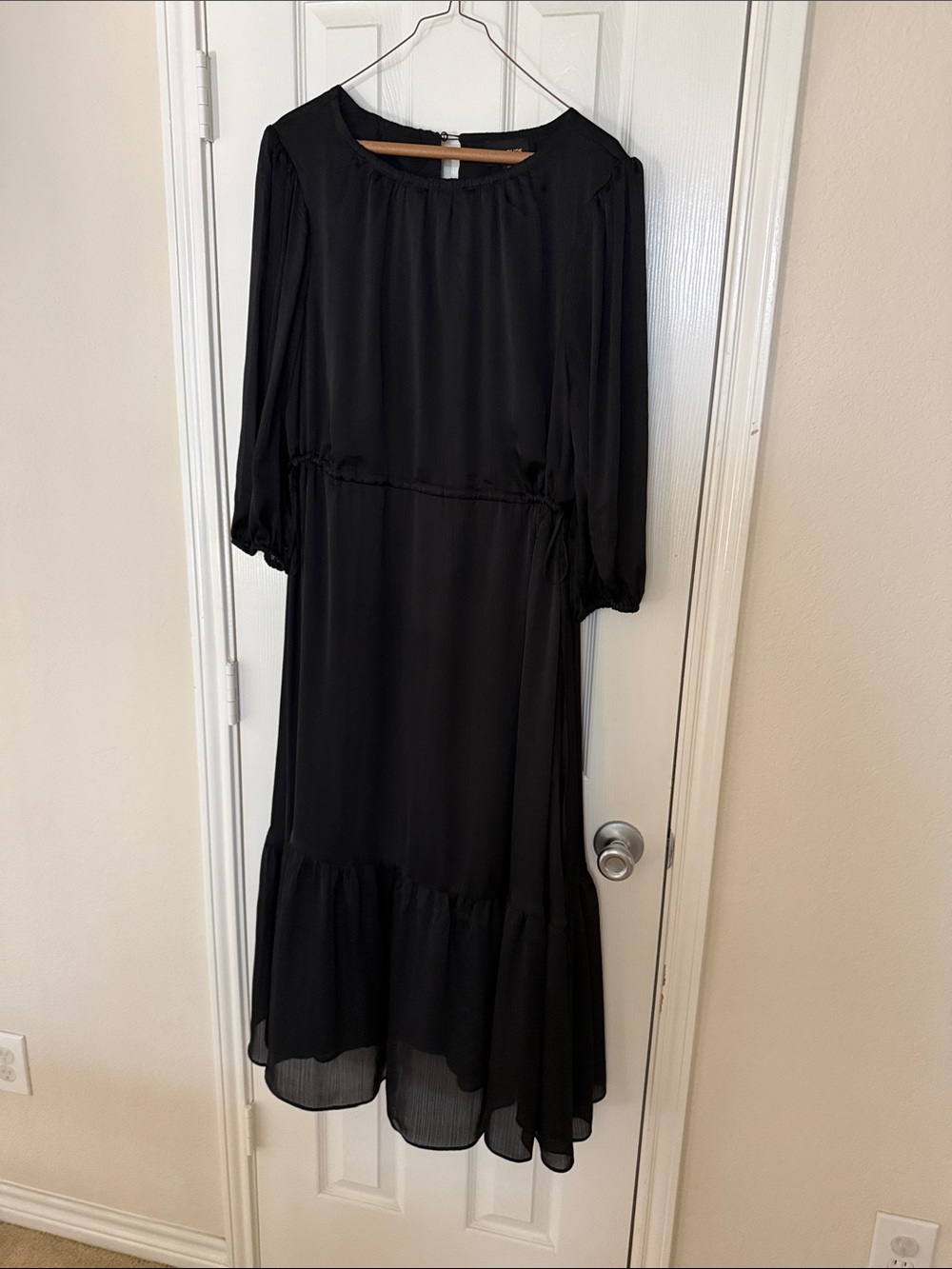 Sugarlips Black Long Sleeve Tiered Maxi Dress